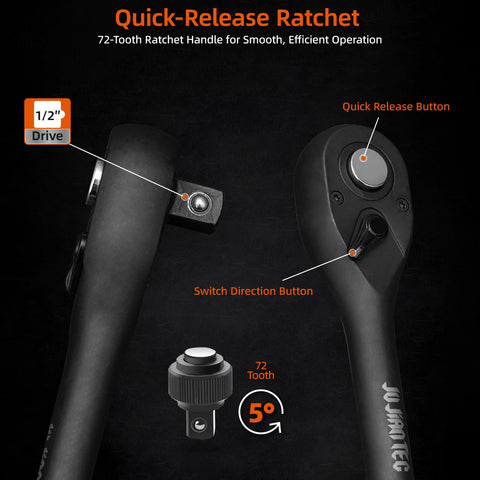 JU JIAN TEC extension bars and universal joint extend reach.