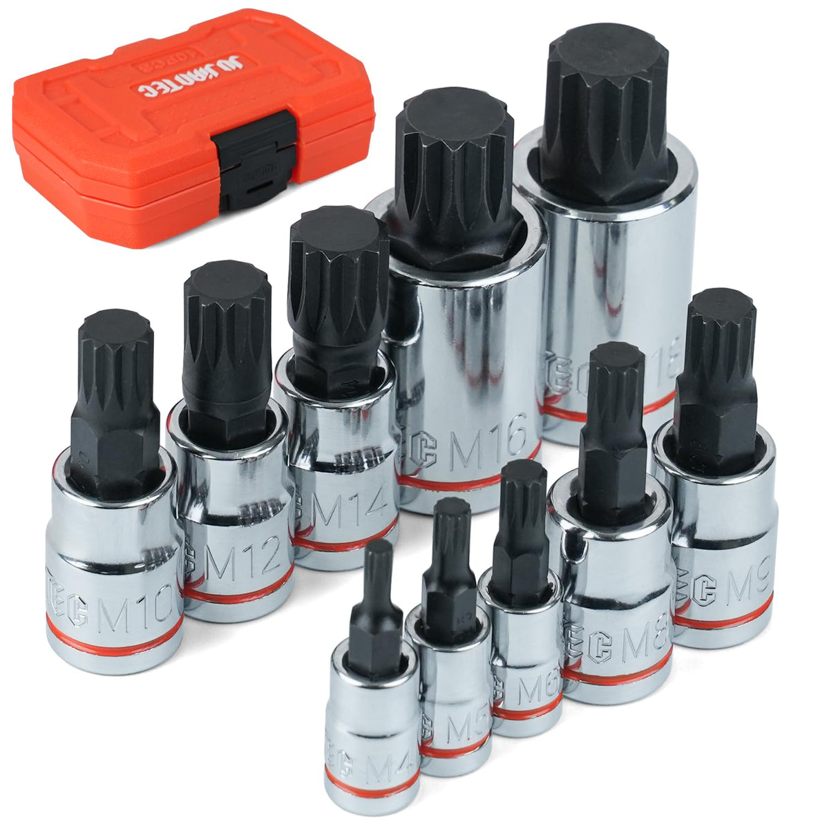 JU JIAN TEC XZN triple-square socket set in metric sizes for reliable European car maintenance.
