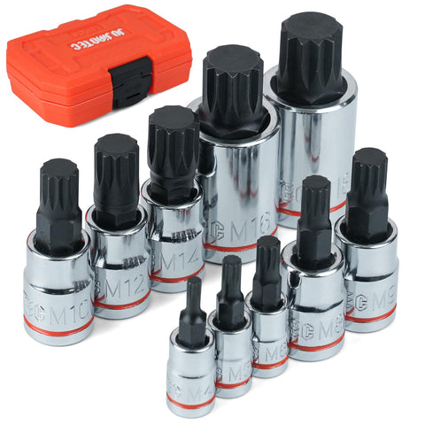 JU JIAN TEC XZN triple-square socket set in metric sizes for reliable European car maintenance.