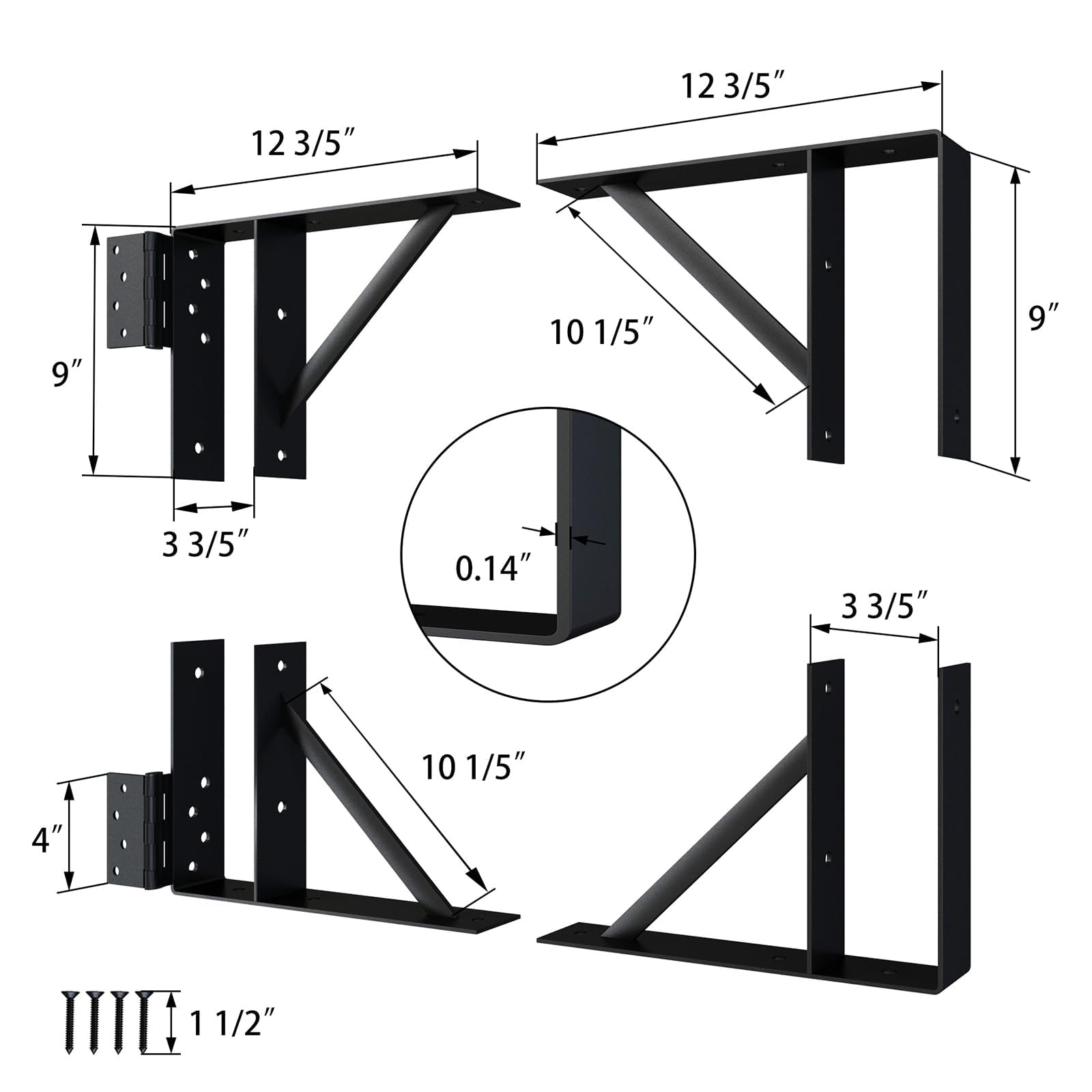 JUBEST gate brace hardware set with fasteners ready for installation