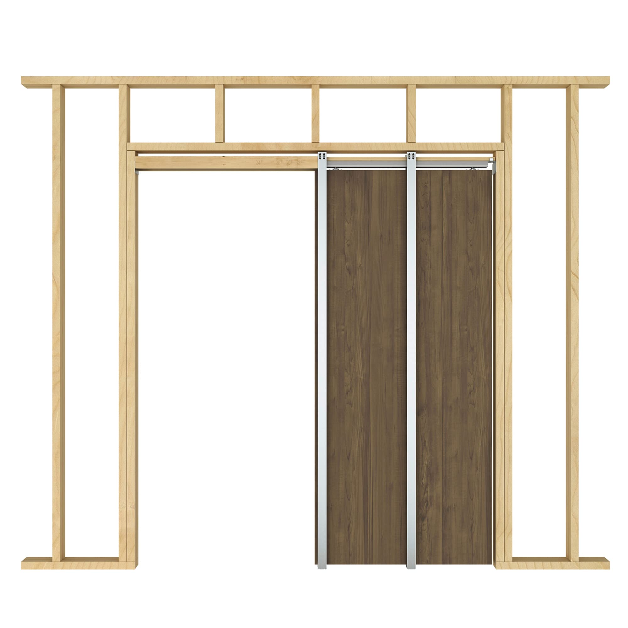 JUBEST pocket door frame kit assembly diagram for easy installation guidance.