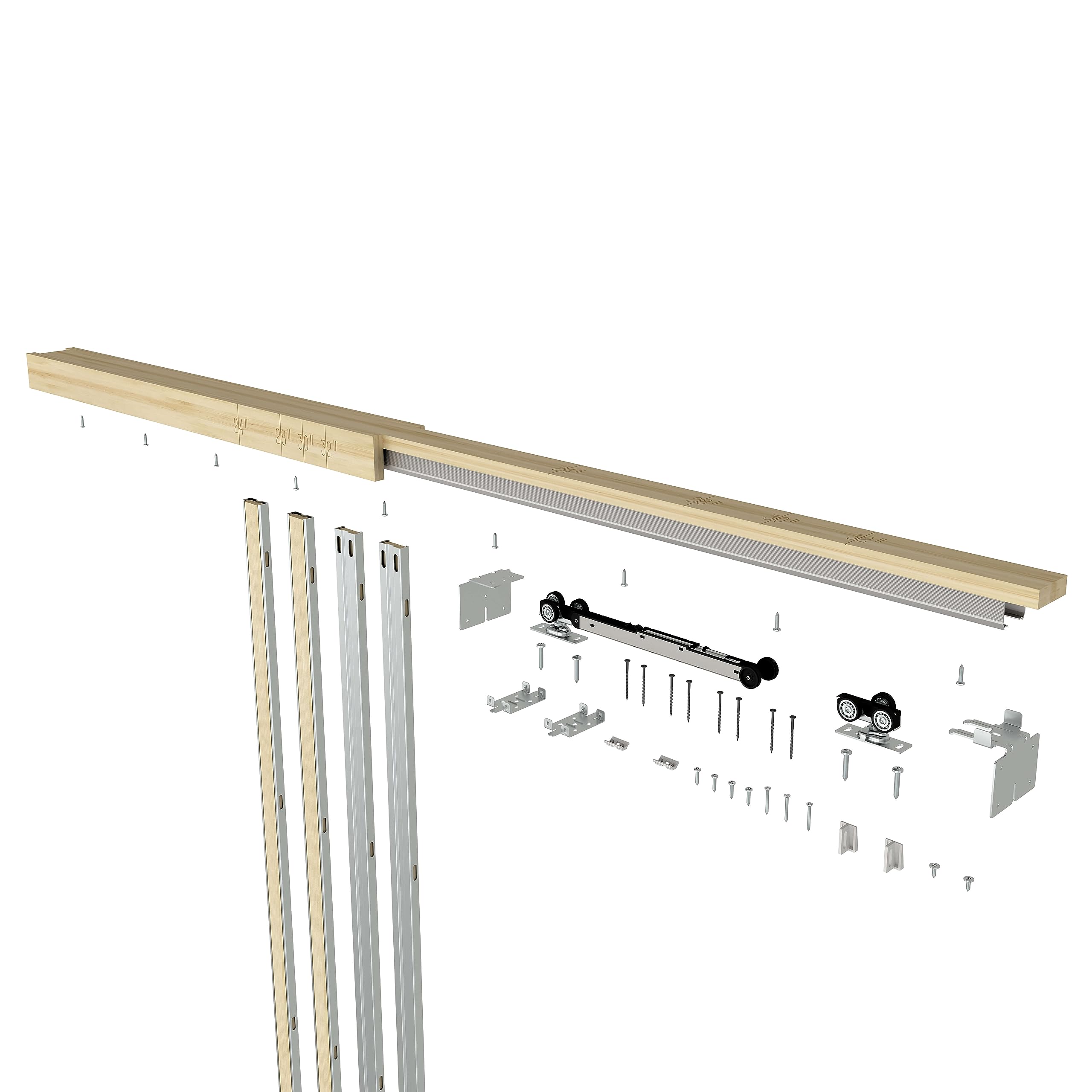 JUBEST pocket door frame kit complete parts pack for DIY setup.