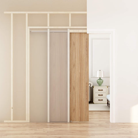 JUBEST pocket door frame kit cuttable track allows precise sizing during installation.