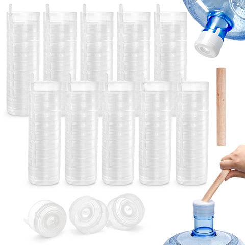 Jucoan 100-pack caps close-up demonstrates leak-proof seal for 55mm bottles