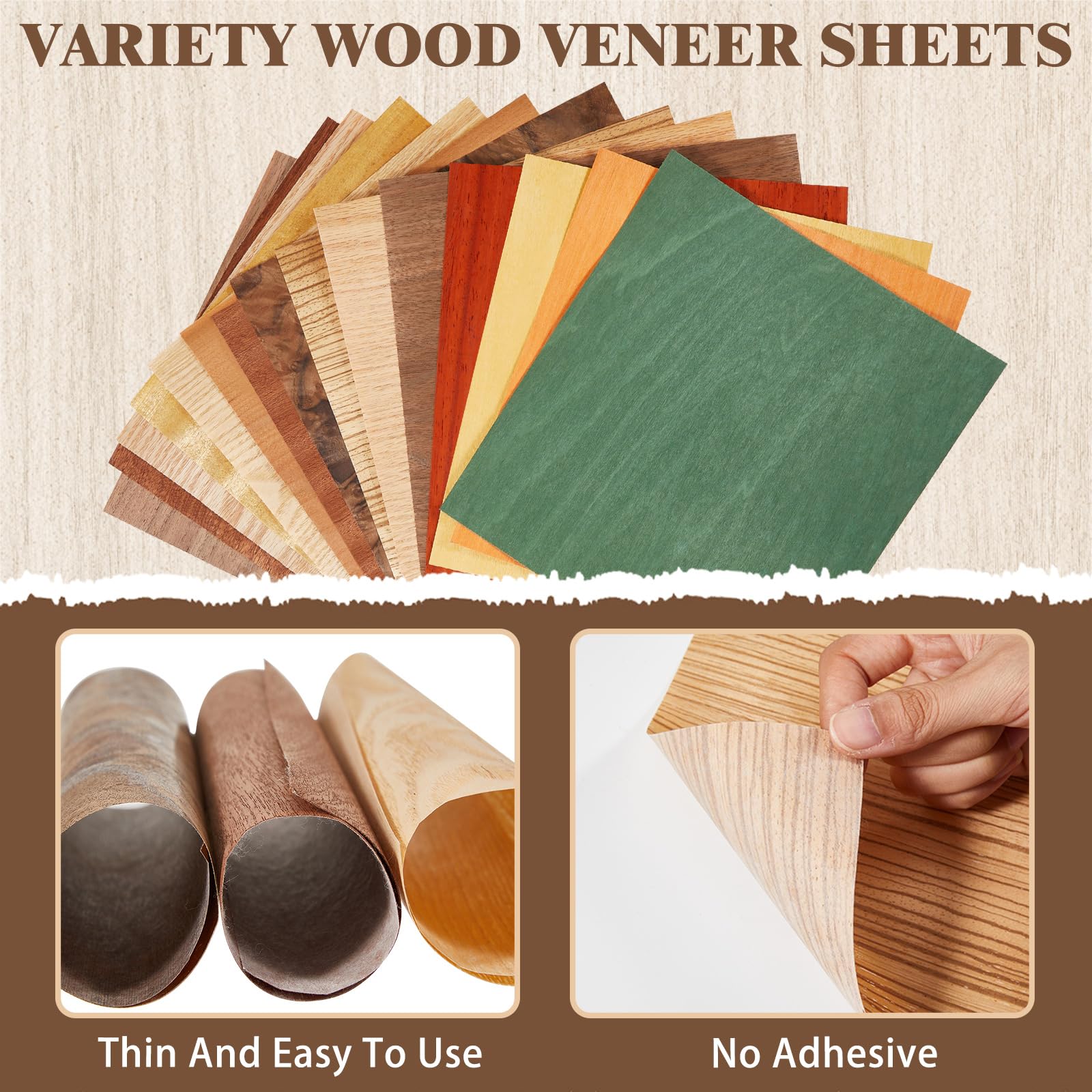 Juexica veneer sheets are 0-5mm thick for flexible cutting and shaping.
