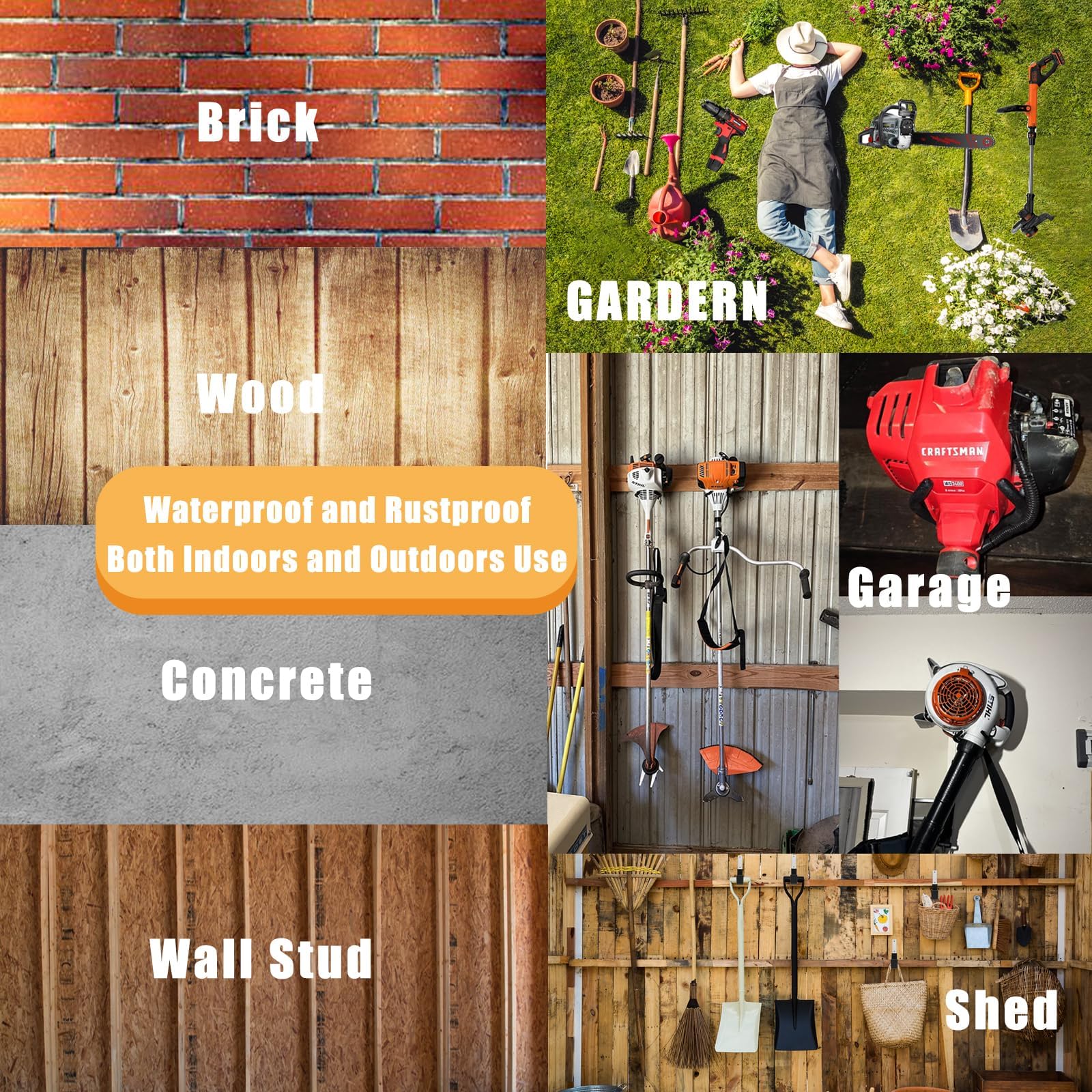 Juformin 55lb capacity confirms strong support for heavier garden tools.