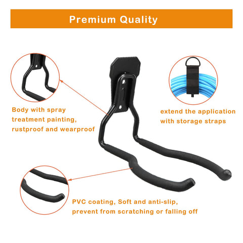 Juformin multipurpose garage hanger for tools like trimmers, drills, and saws.