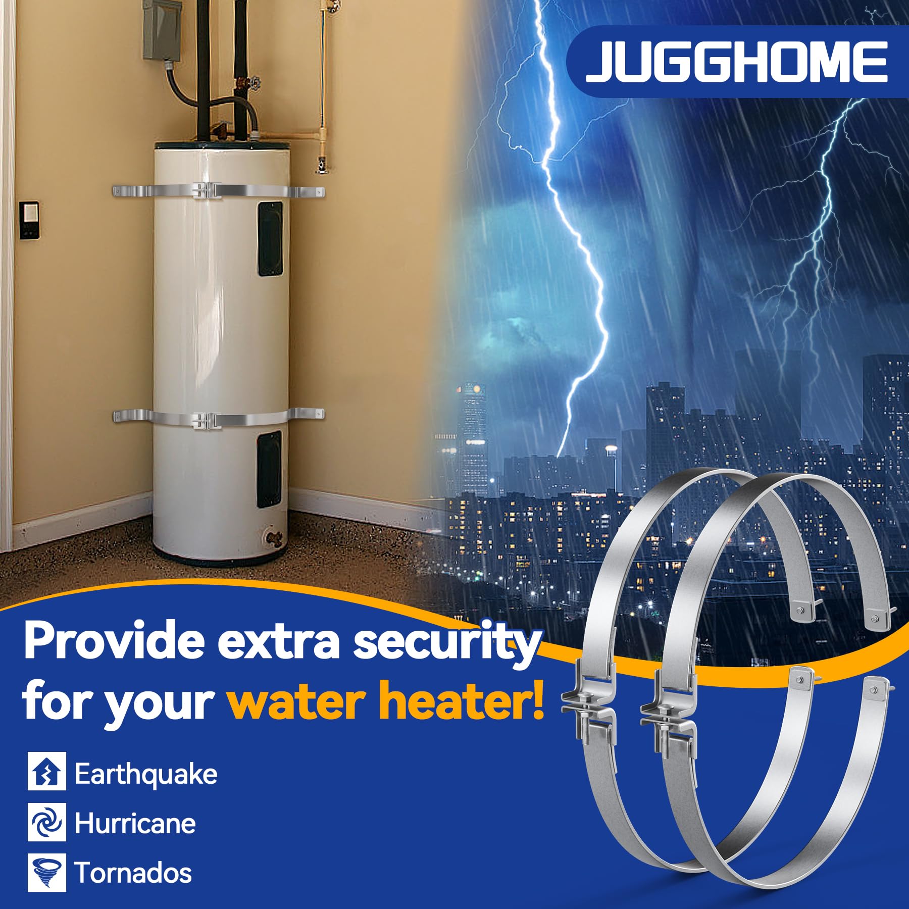 JUGGHOME easy installation shows included hardware and quick securing steps.
