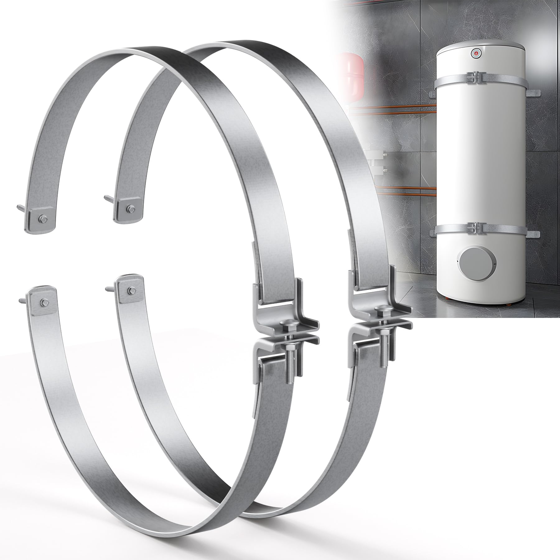 JUGGHOME water heater strap kit setup shows sturdy mounting for stable installation.