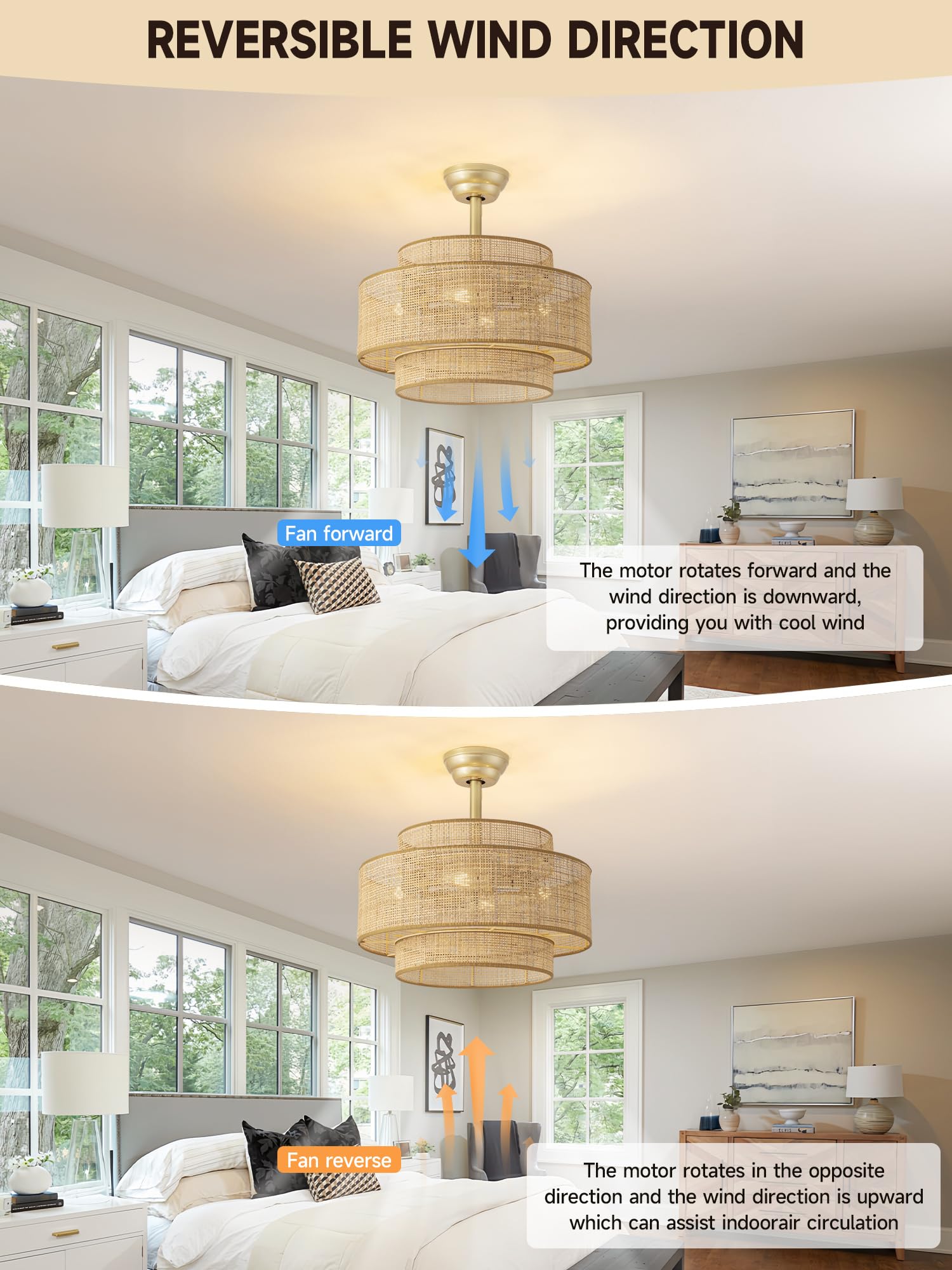 Jughtbo Boho Fandelier with four E26 bulbs for bright, adaptable lighting.