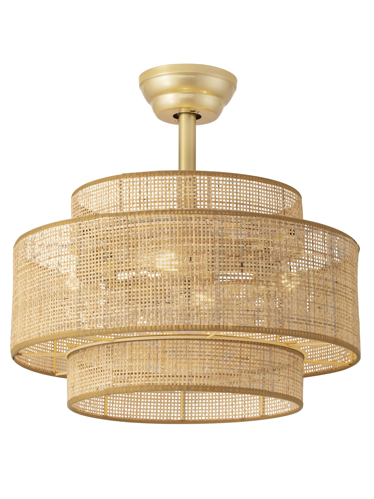 Jughtbo Boho Fandelier with gold cage light, a stylish living room centerpiece.