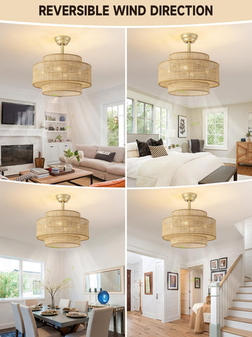 Jughtbo Boho Fandelier whisper-quiet motor keeps spaces peaceful.
