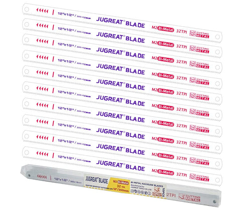 JUGREAT 12in hacksaw blades pack front showing versatile metal-cutting blades