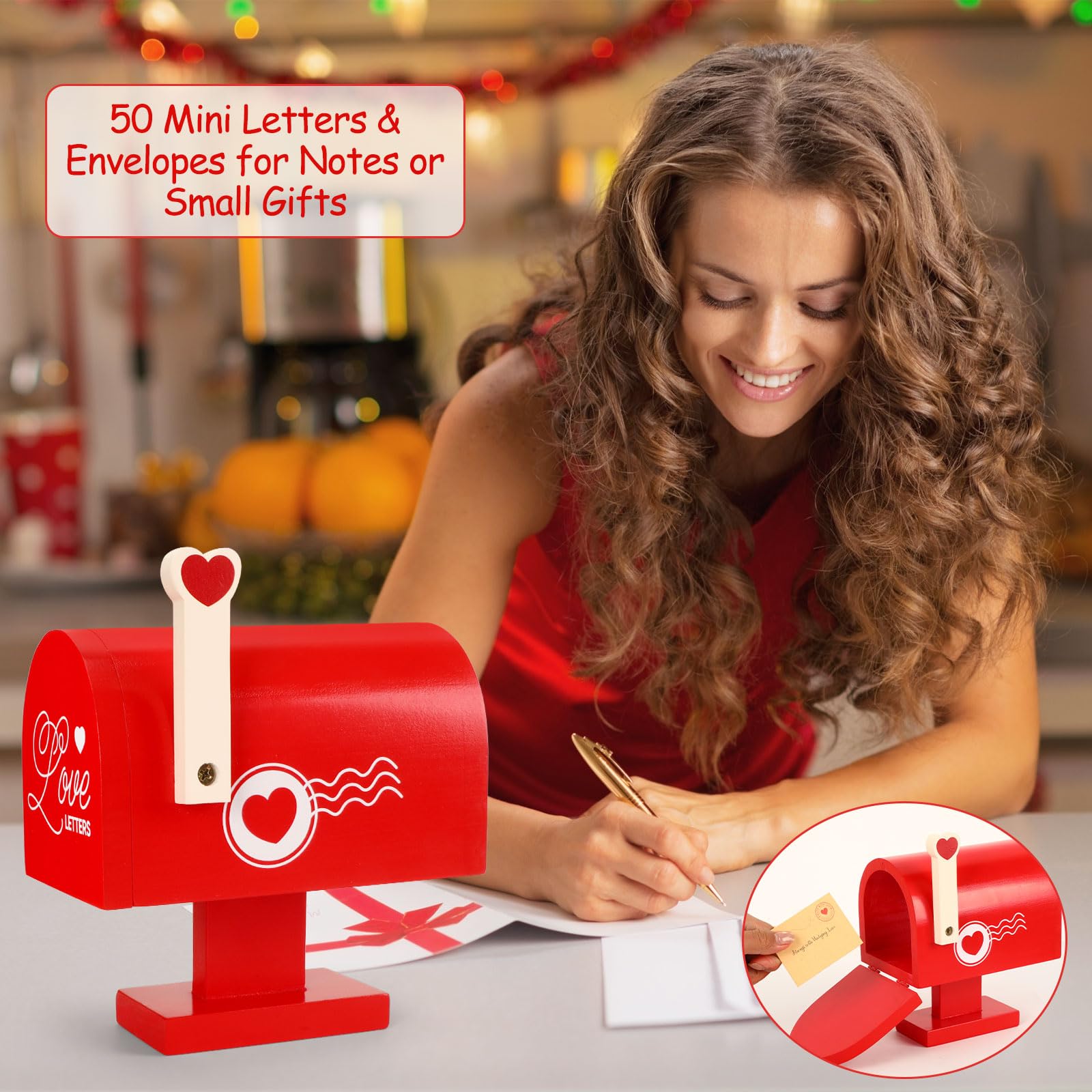 JULEASEL red wooden mailbox as romantic keepsake