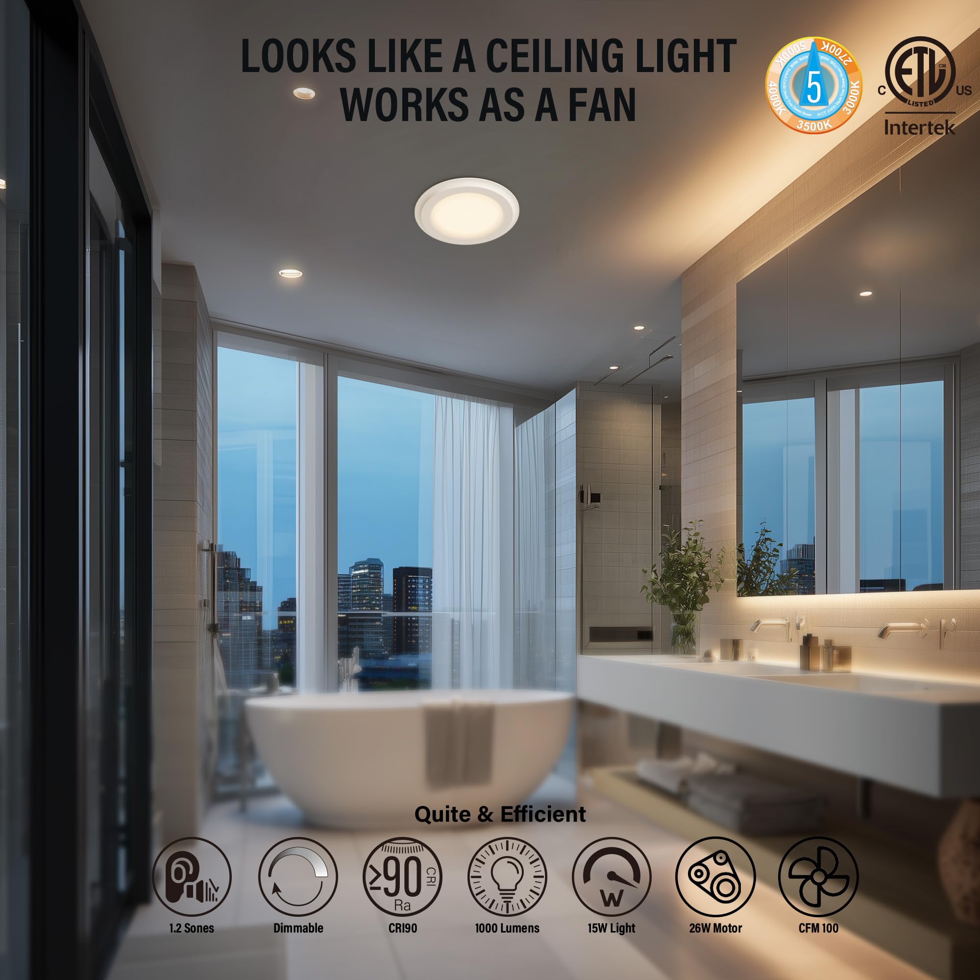 JULLISON 4-inch duct compatible ceiling fan for easy retrofit.