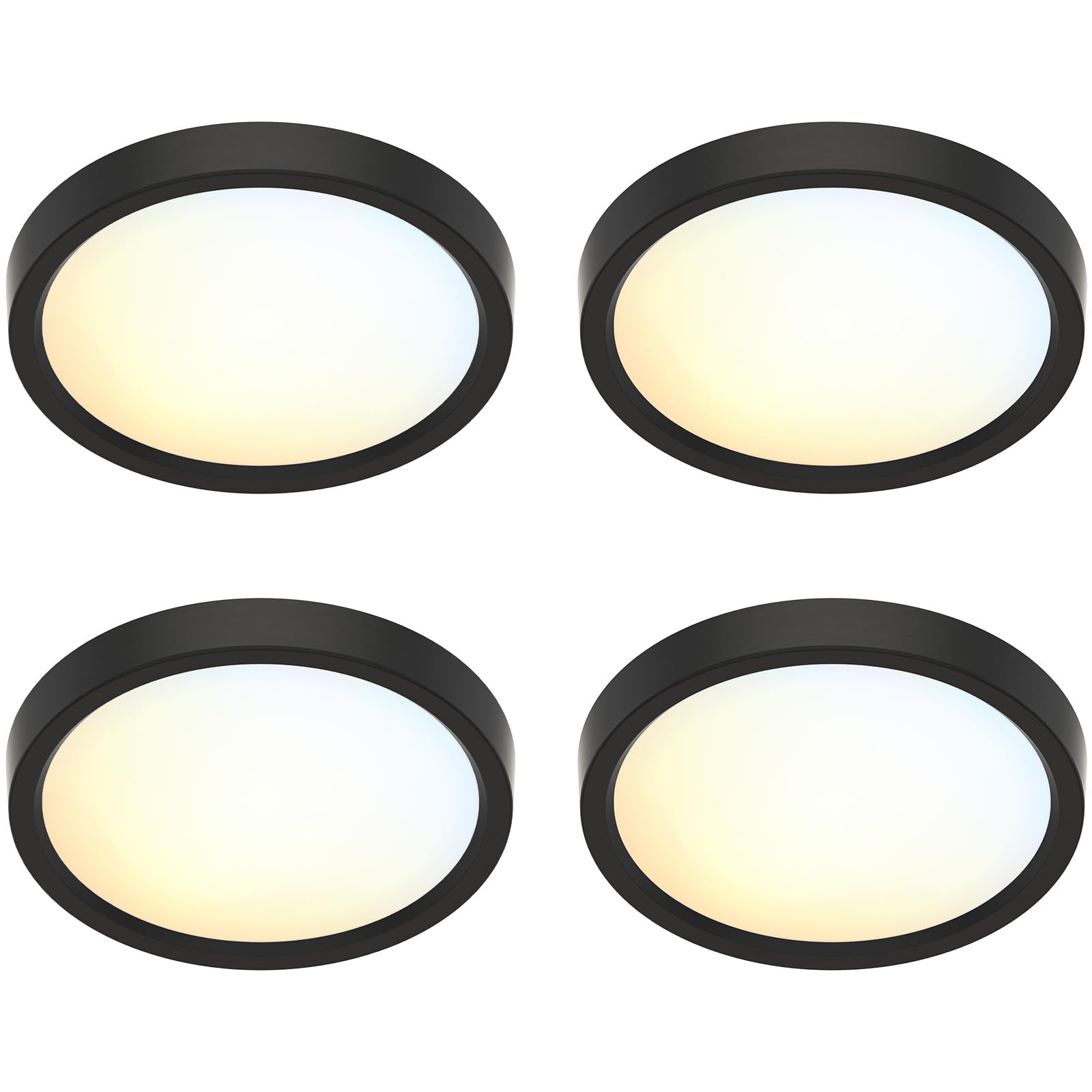 JULLISON 5-inch black flush mount ceiling light with even illumination for kitchens and baths.