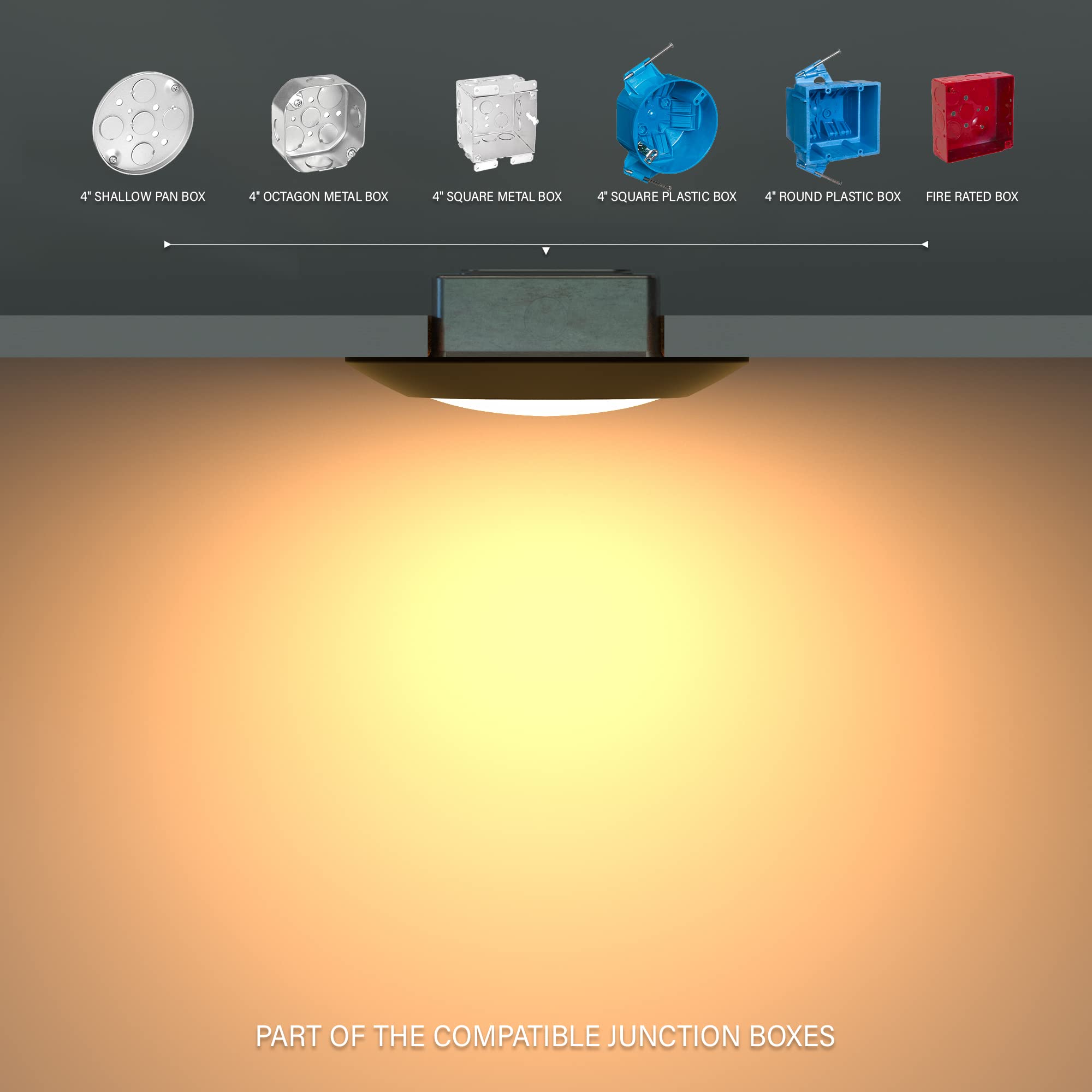 Dimmable JULLISON 6-inch LED disk light with multiple color temps