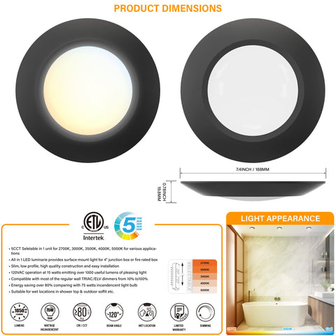 Recessed install option for JULLISON 6-inch LED disk light in ceiling box