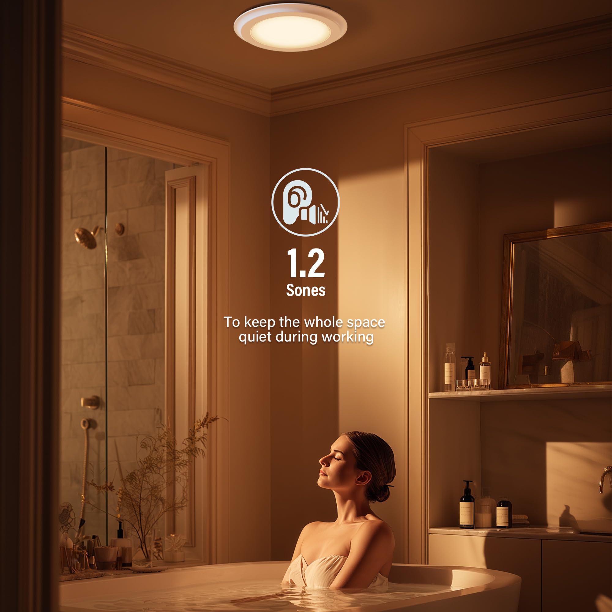 JULLISON modern round vent-fan combo enhances bathroom decor