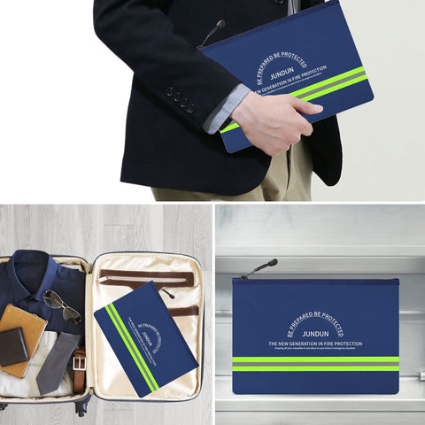 JUNDUN 14.2x10 blue fireproof bag ready for safe document storage