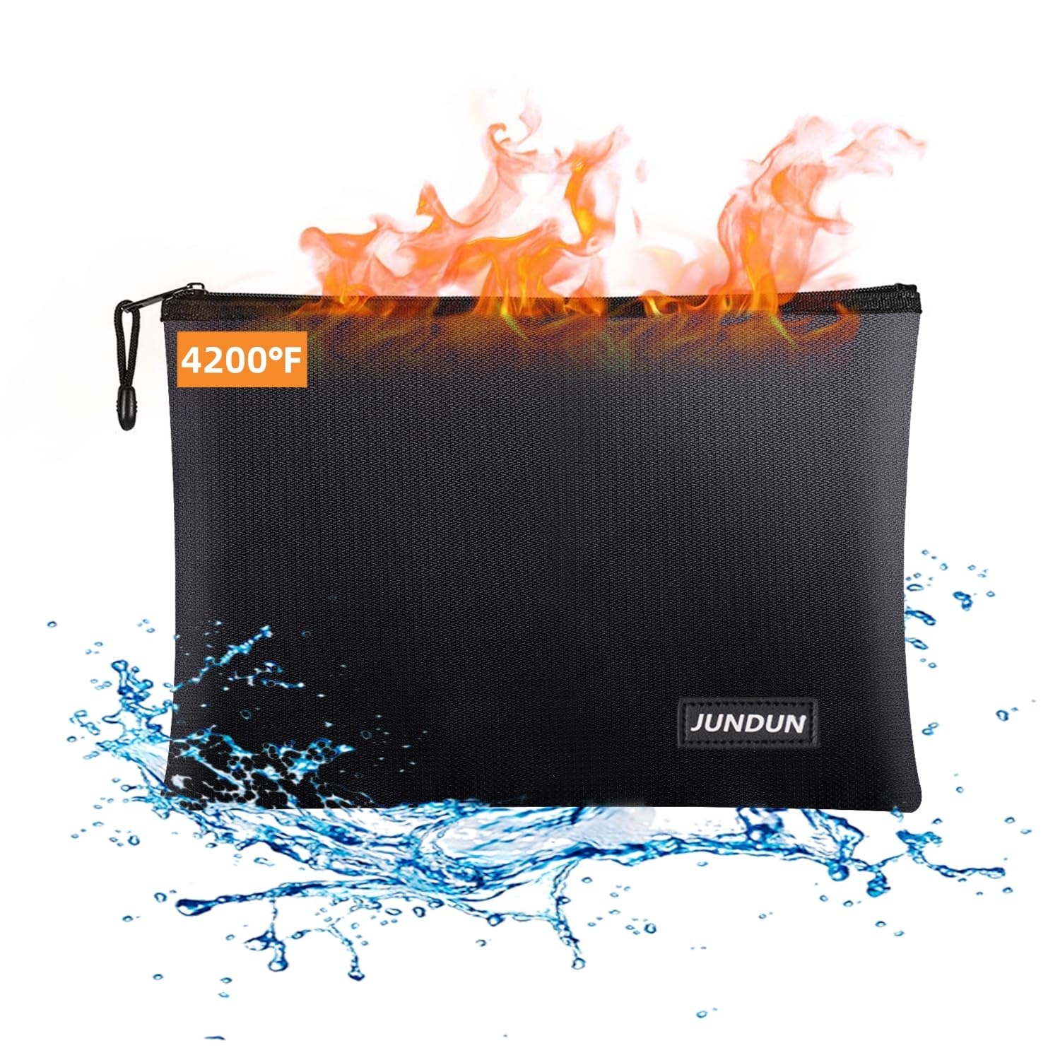 JUNDUN fireproof bag with aluminum foil lining protects documents from heat