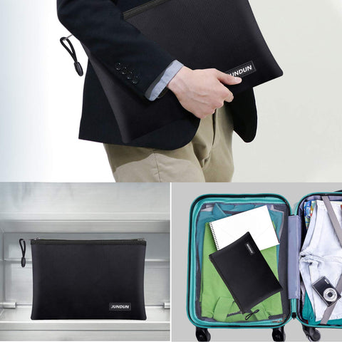 JUNDUN fireproof bag sized 14.2x10 fits cash and documents securely