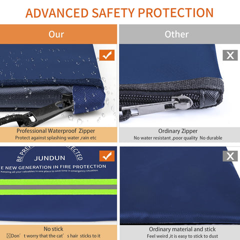 JUNDUN fireproof bag with non-stick material and night reflective strip for visibility