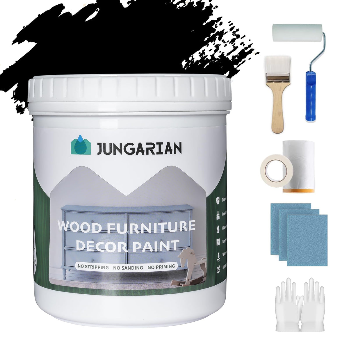 Jungarian furniture paint kit 16oz bottle for quick, low-odor furniture refresh.