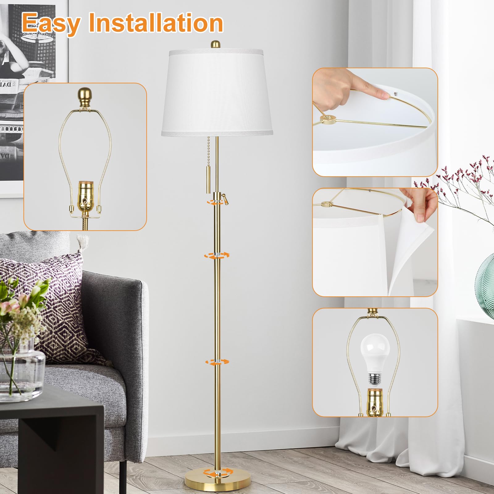 JUNNAI Easy-assembly floor lamp ready in minutes