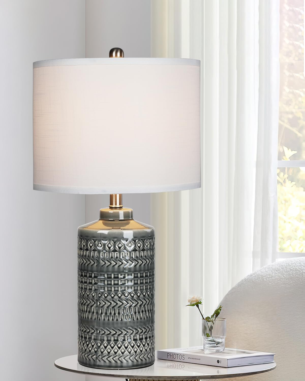 Junnai farmhouse-inspired lamp for bedroom, living room, or office decor