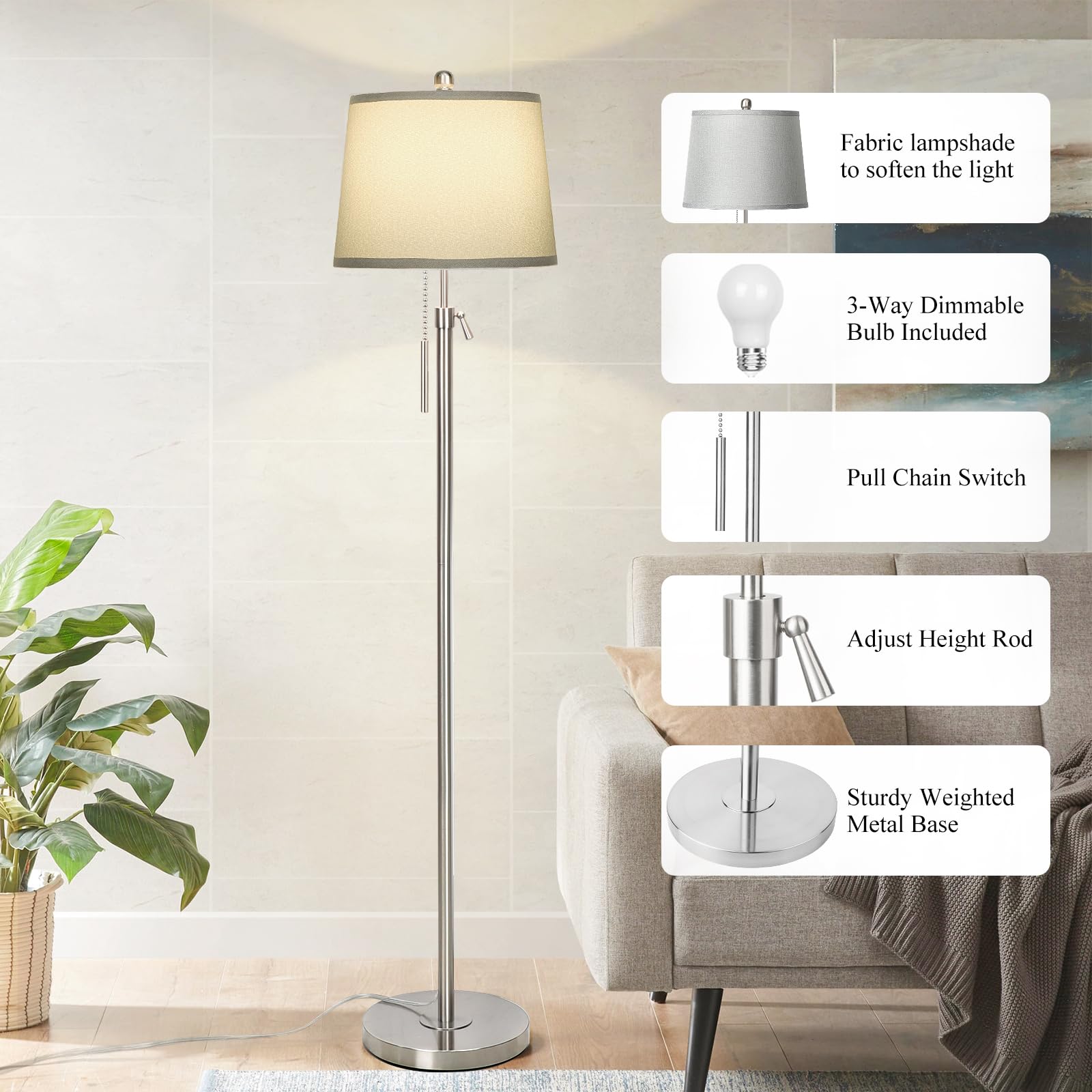 JUNNAI Floor Lamp easy assembly in minutes with no tools required.