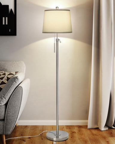 JUNNAI Floor Lamp creates warm ambience in living room settings.