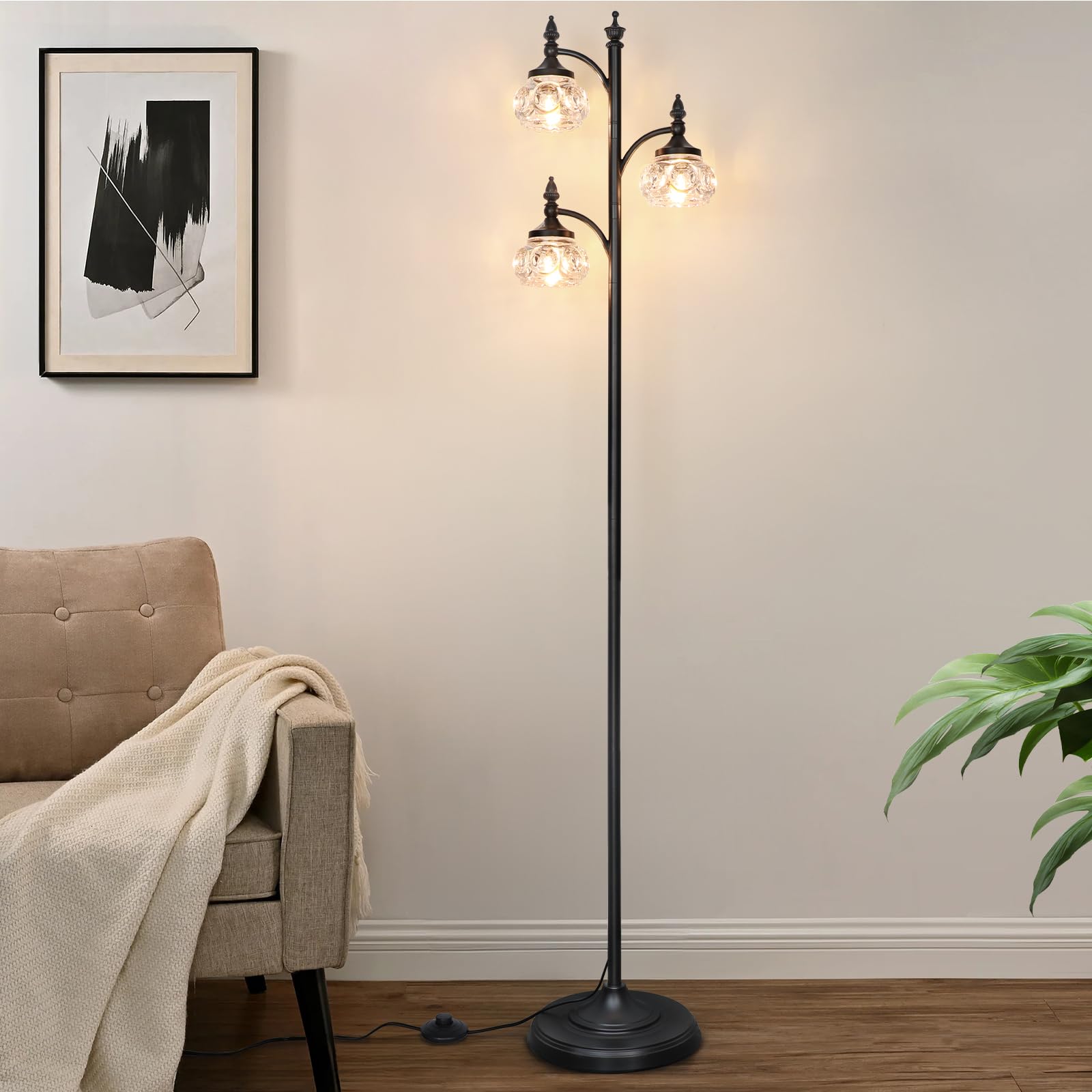 JUNNAI floor lamp with rotatable heads offers flexible lighting angles for corners and desks.