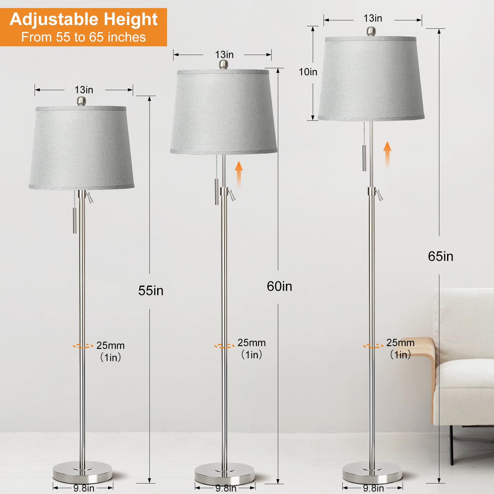 JUNNAI Floor Lamp space-saving design fits into tight corners.
