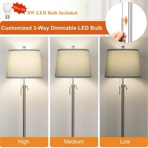 JUNNAI Floor Lamp with sturdy metal base for stable placement.