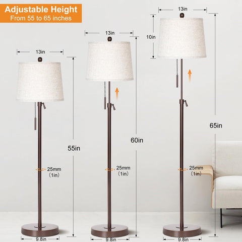 JUNNAI floor lamp with sturdy metal base for stable placement.