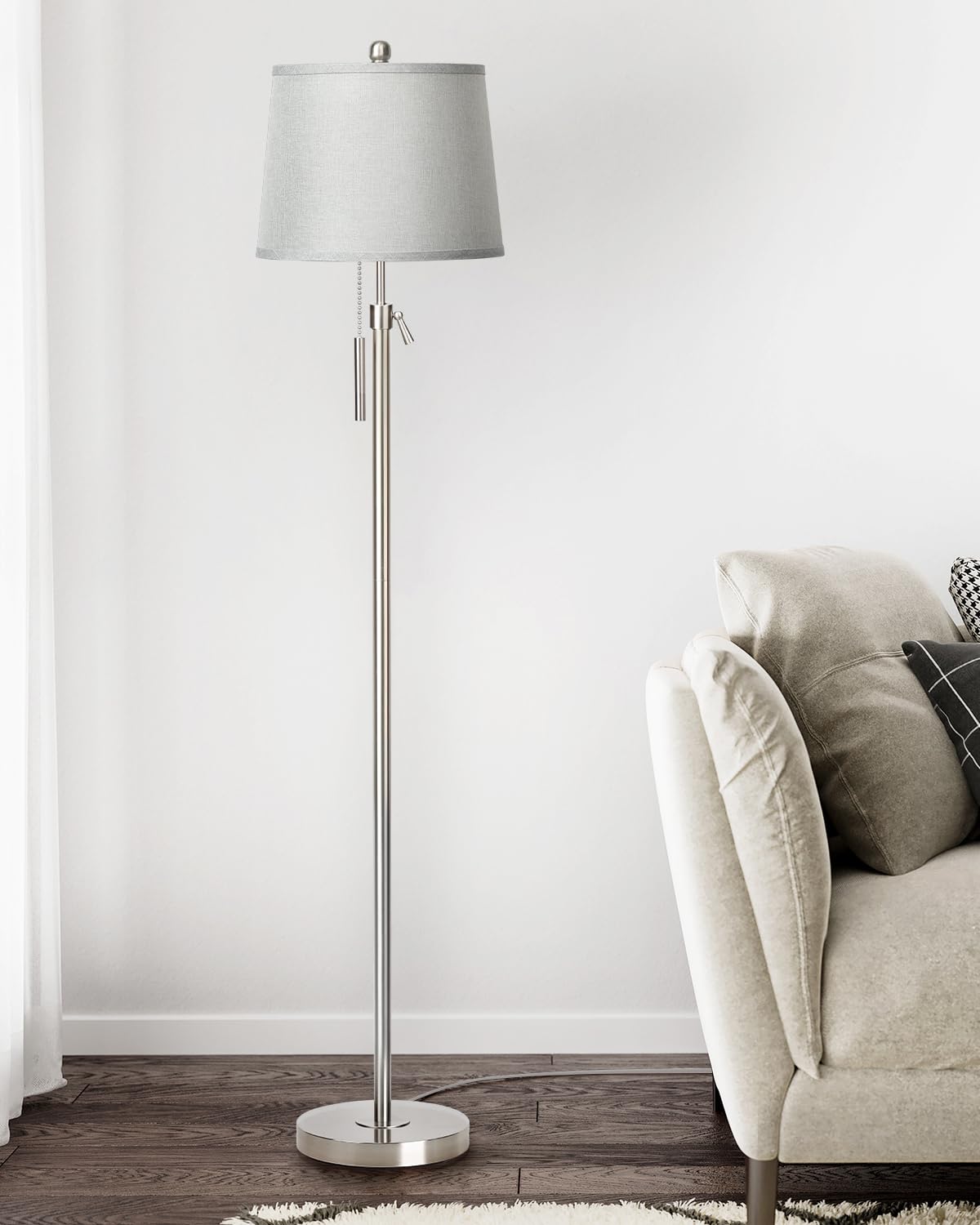 JUNNAI Floor Lamp three-way dimming for customizable brightness during reading.