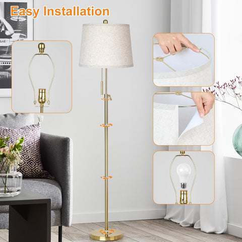 JUNNAI easy assembly floor lamp with pull chain