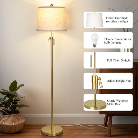 JUNNAI space saving gold floor lamp fits tight corners