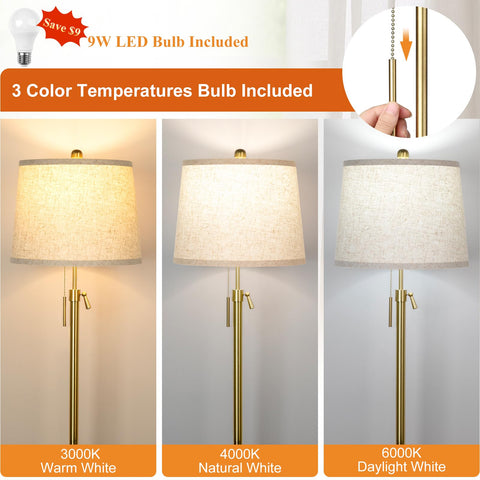 JUNNAI tall floor lamp sturdy metal base prevents wobble