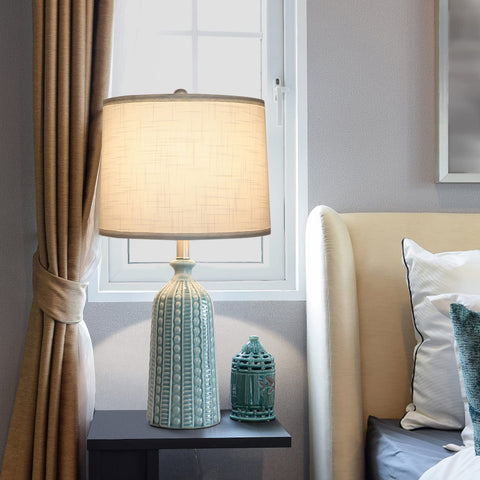 JUNNAI lamp height 24.5 inches, fits bedside or sofa table.