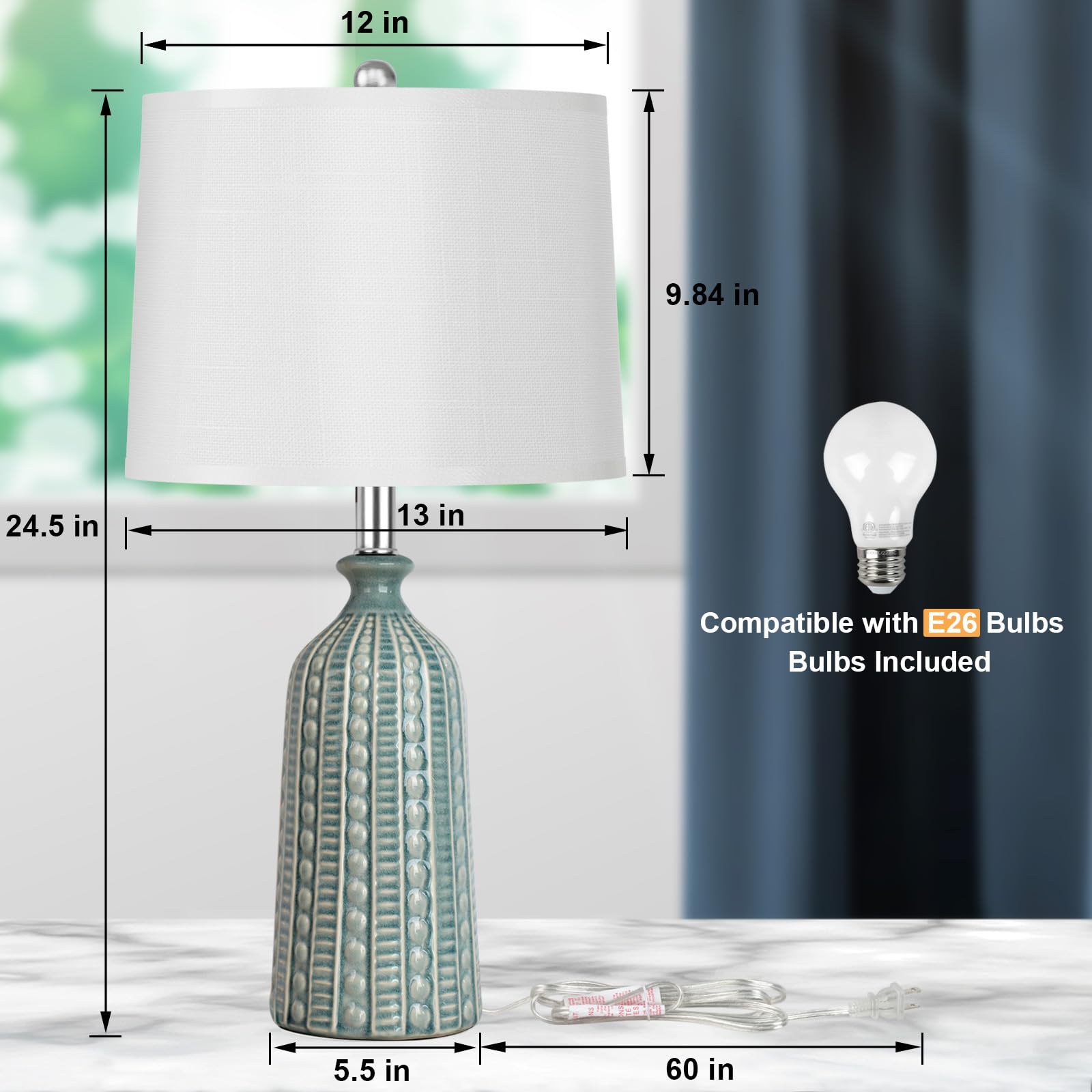 JUNNAI lampshade closeup, white drum shade softens light.