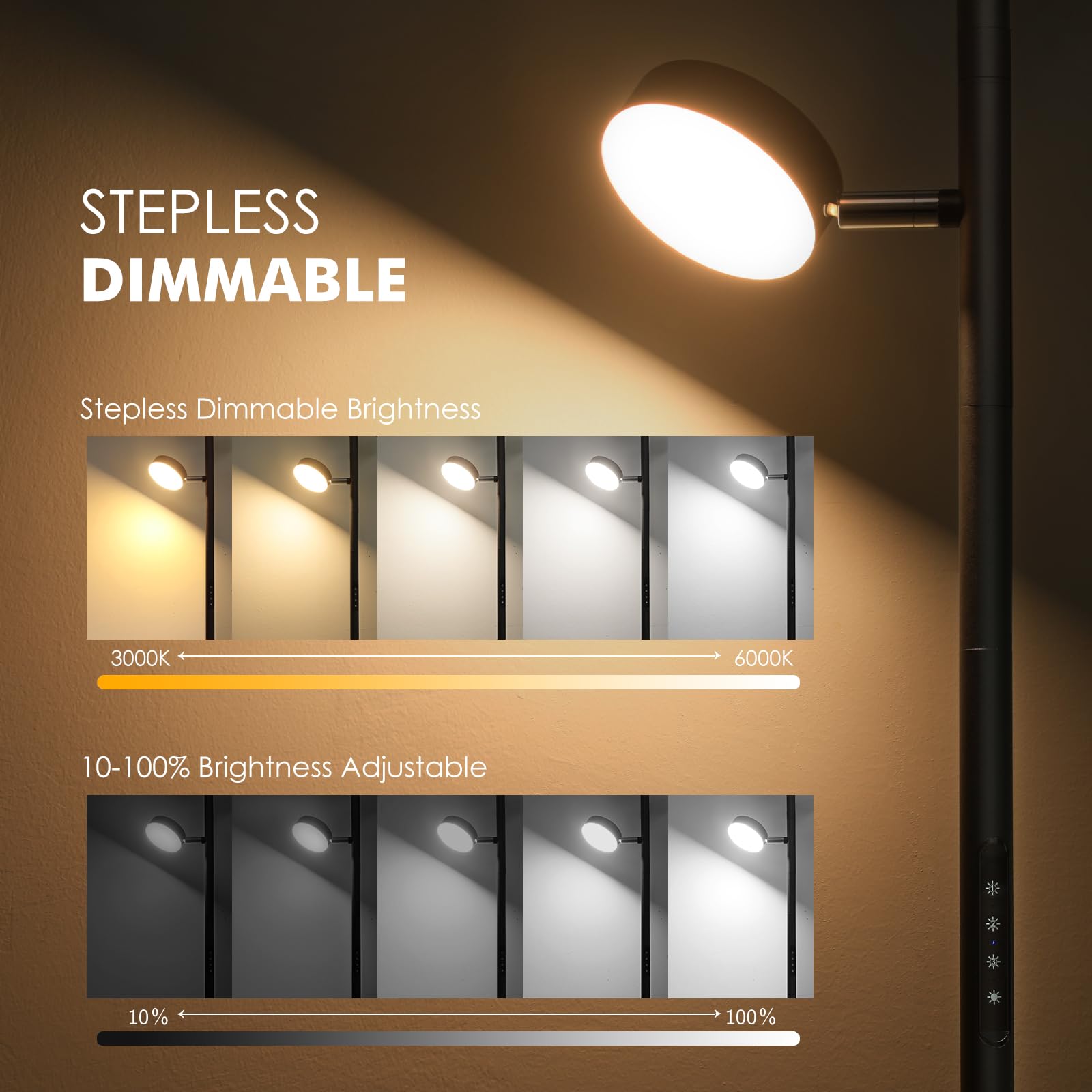 JUNNAI LED Tree Lamp offers four color temperatures to suit warm ambiance or bright tasks.