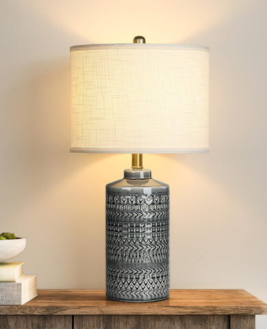 Junnai modern ceramic lamp with gray base for living room ambiance