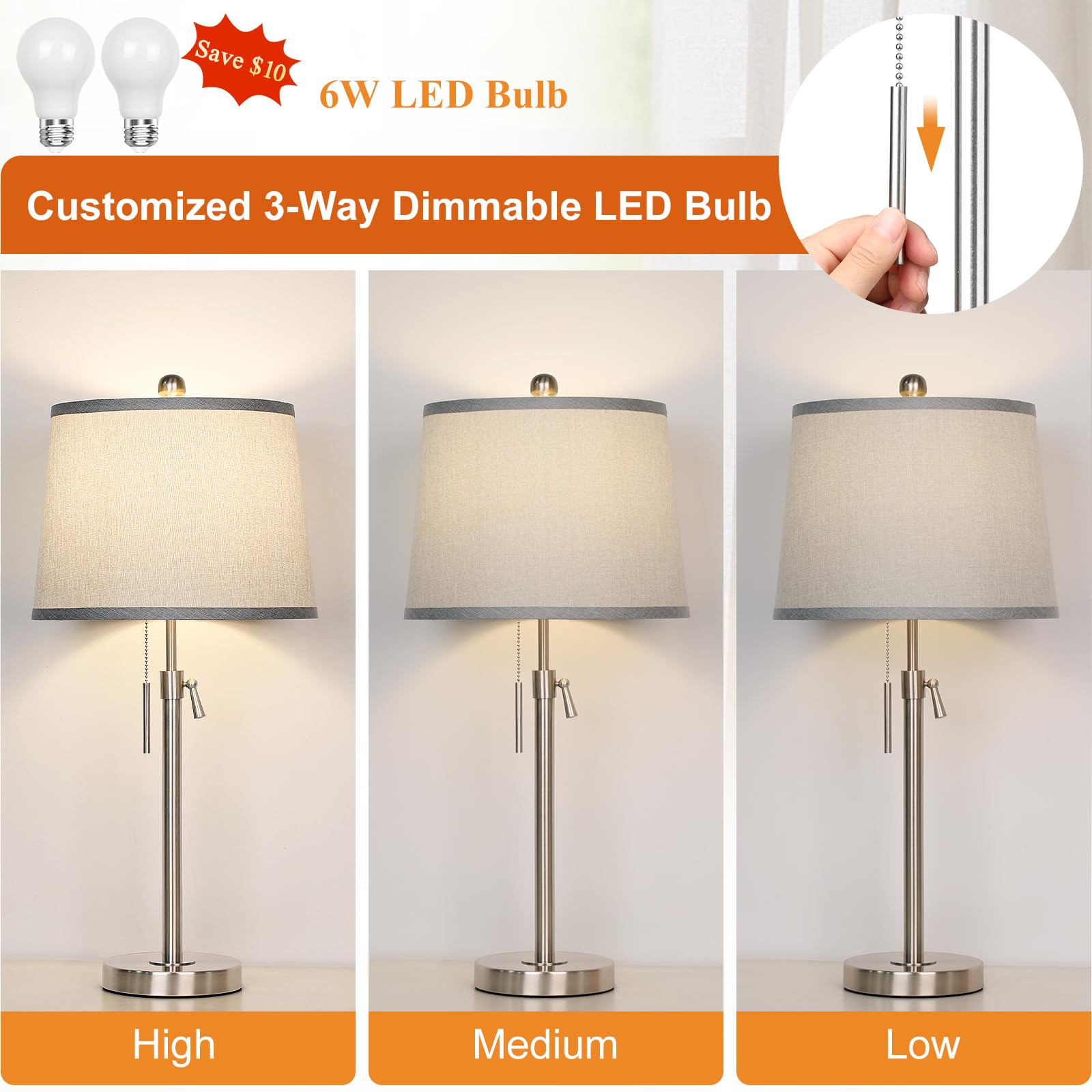 JUNNAI height-adjustable lamp adapts from 22 to 30 inches for flexible placement.
