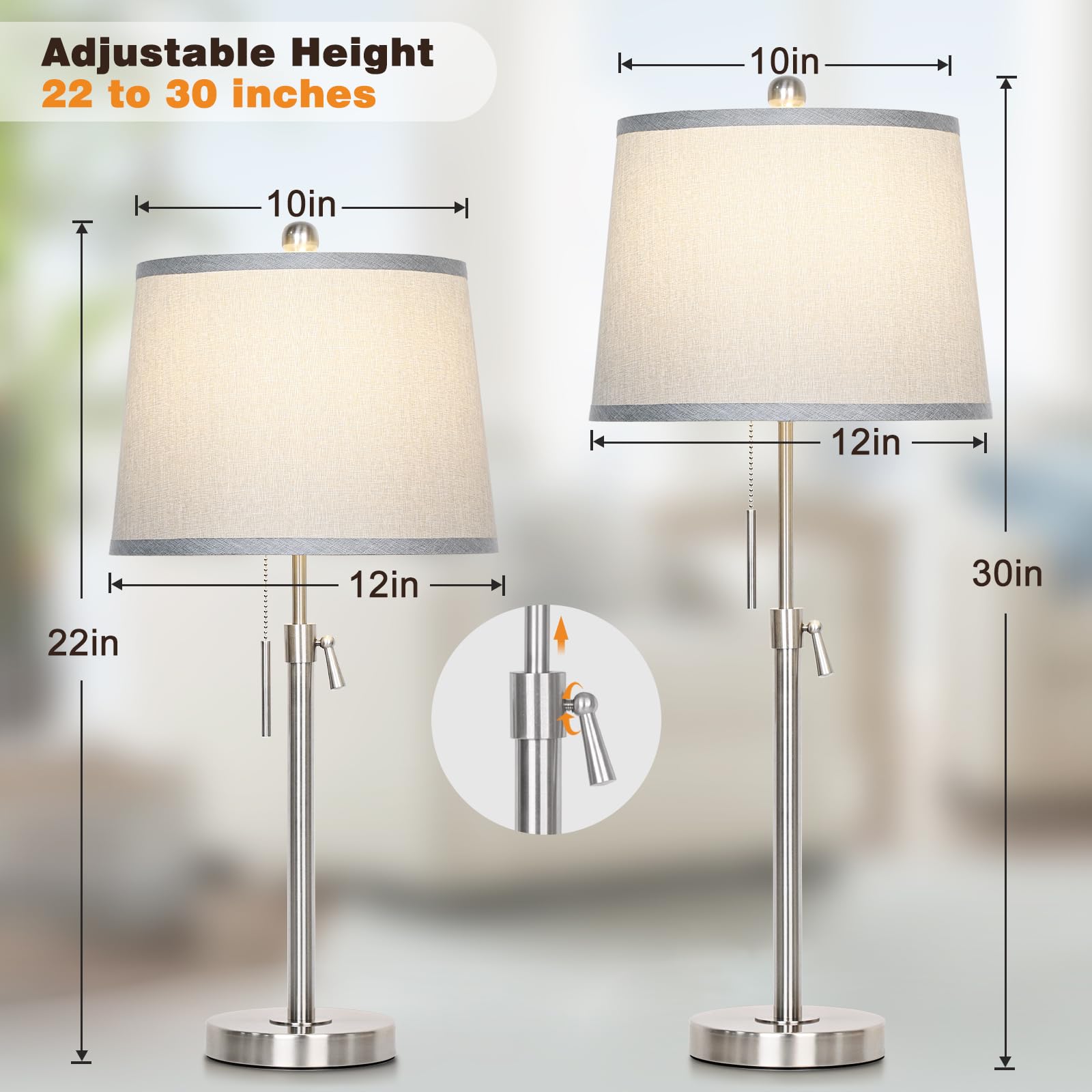 JUNNAI table lamp pull-chain enables quick brightness adjustments at night.
