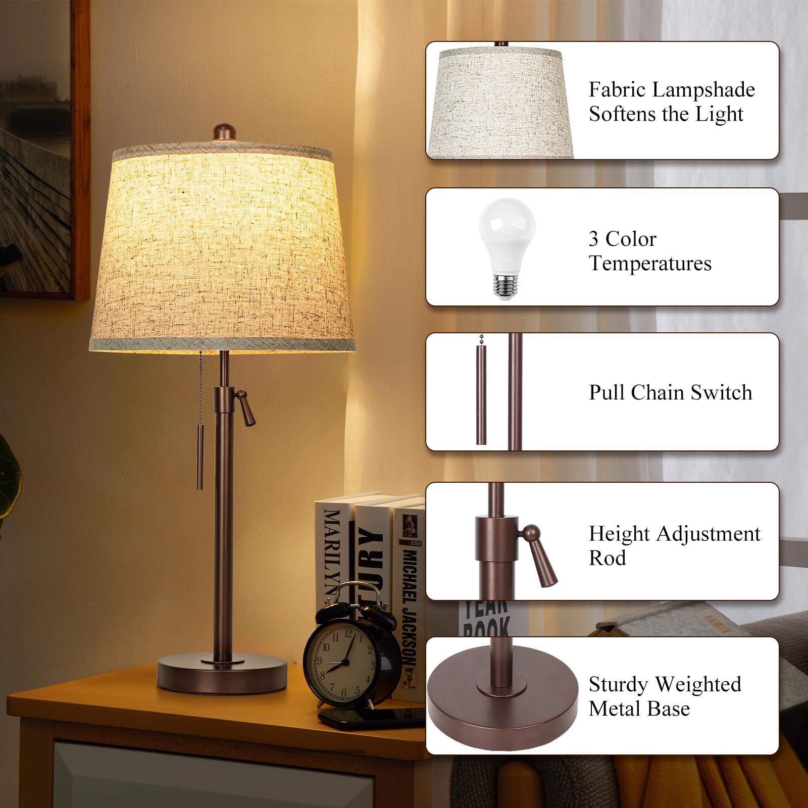 JUNNAI 3-color temperature LED bulbs adapt from warm to daylight.