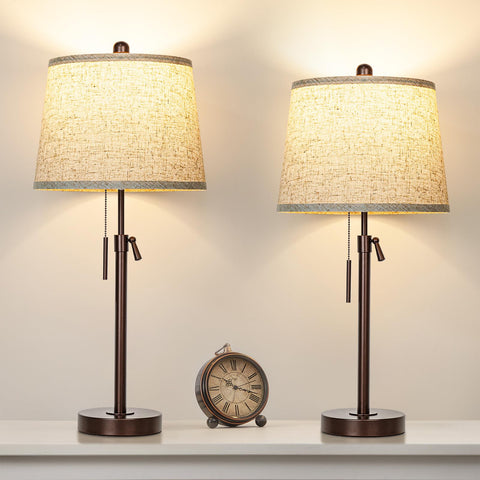 JUNNAI adjustable-height table lamp on a sleek bedside setup for flexible lighting.