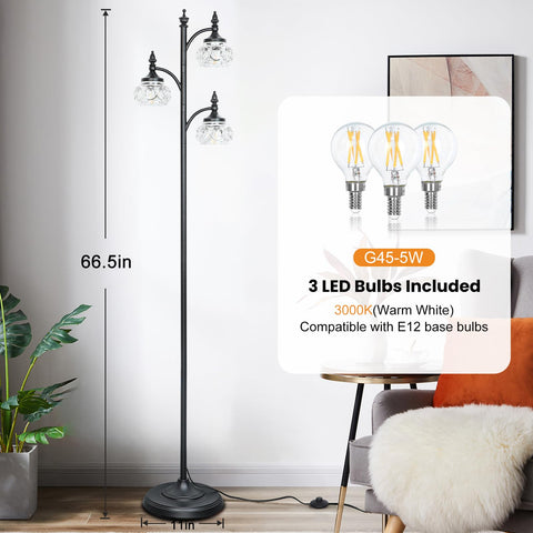 JUNNAI three LED bulbs included deliver warm 3000K glow for immediate use.