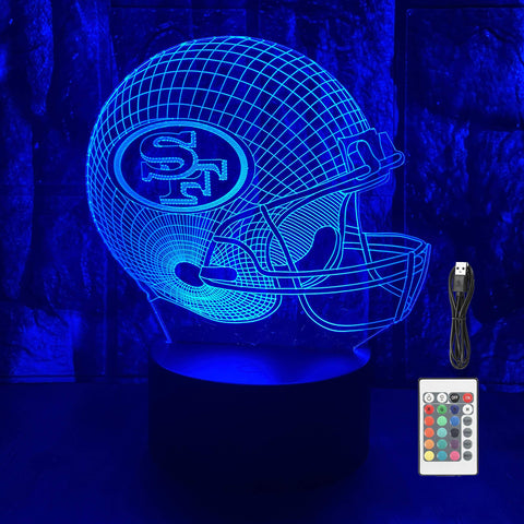 JUNNiRE football helmet 3D illusion night light brightens kids' rooms with eye-catching design.